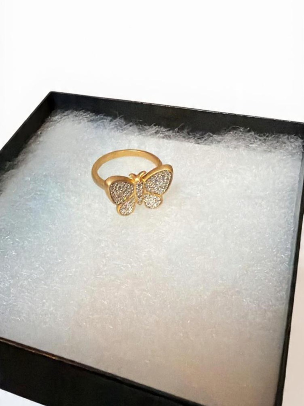Freida Rothman FR 925 Stamped Gold Plated Cocktail Butterfly Ring with Pavé - - Picture 3 of 8